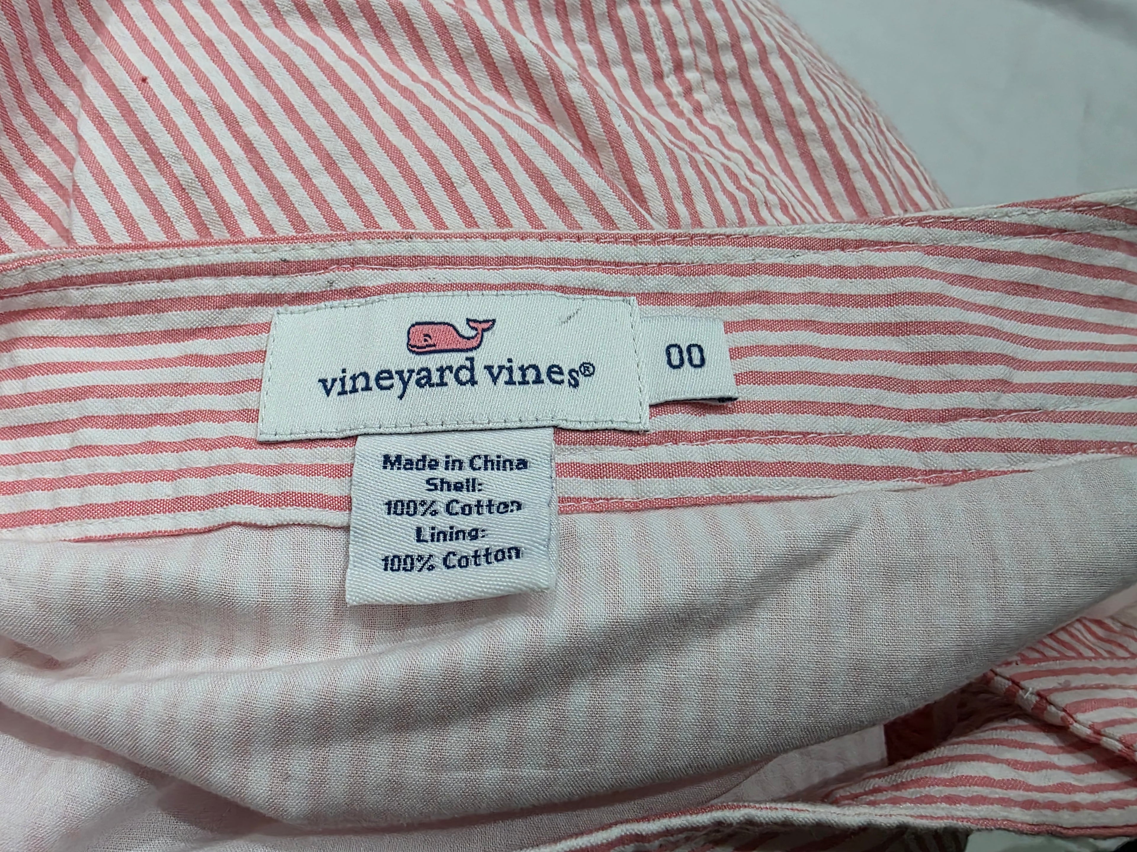 Falda Vineyard Vines De Mujer Talla 00 Rayada Rosa/blanco