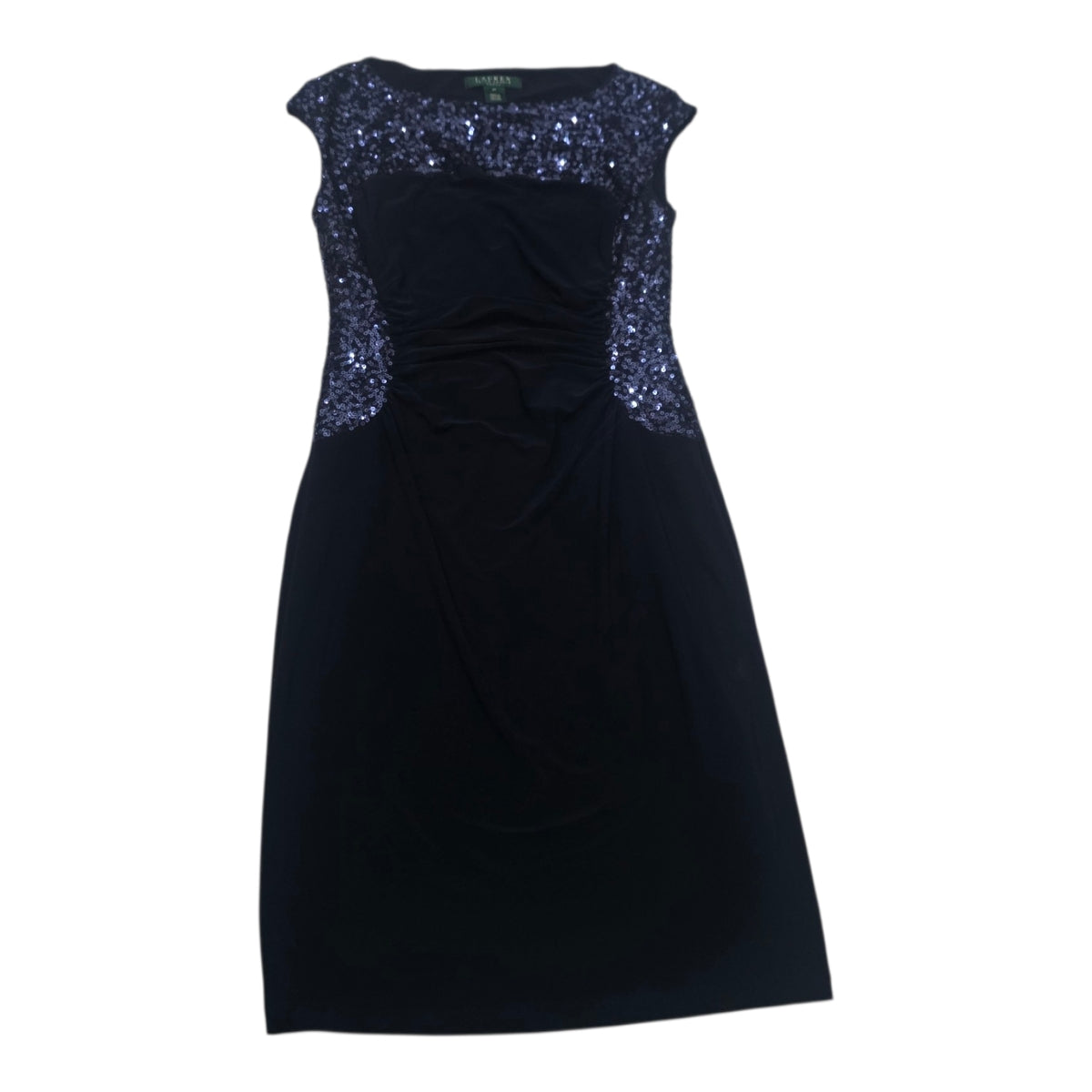 Vestido Con Lentejuelas Ralph Lauren Talla 2 Azul Marino
