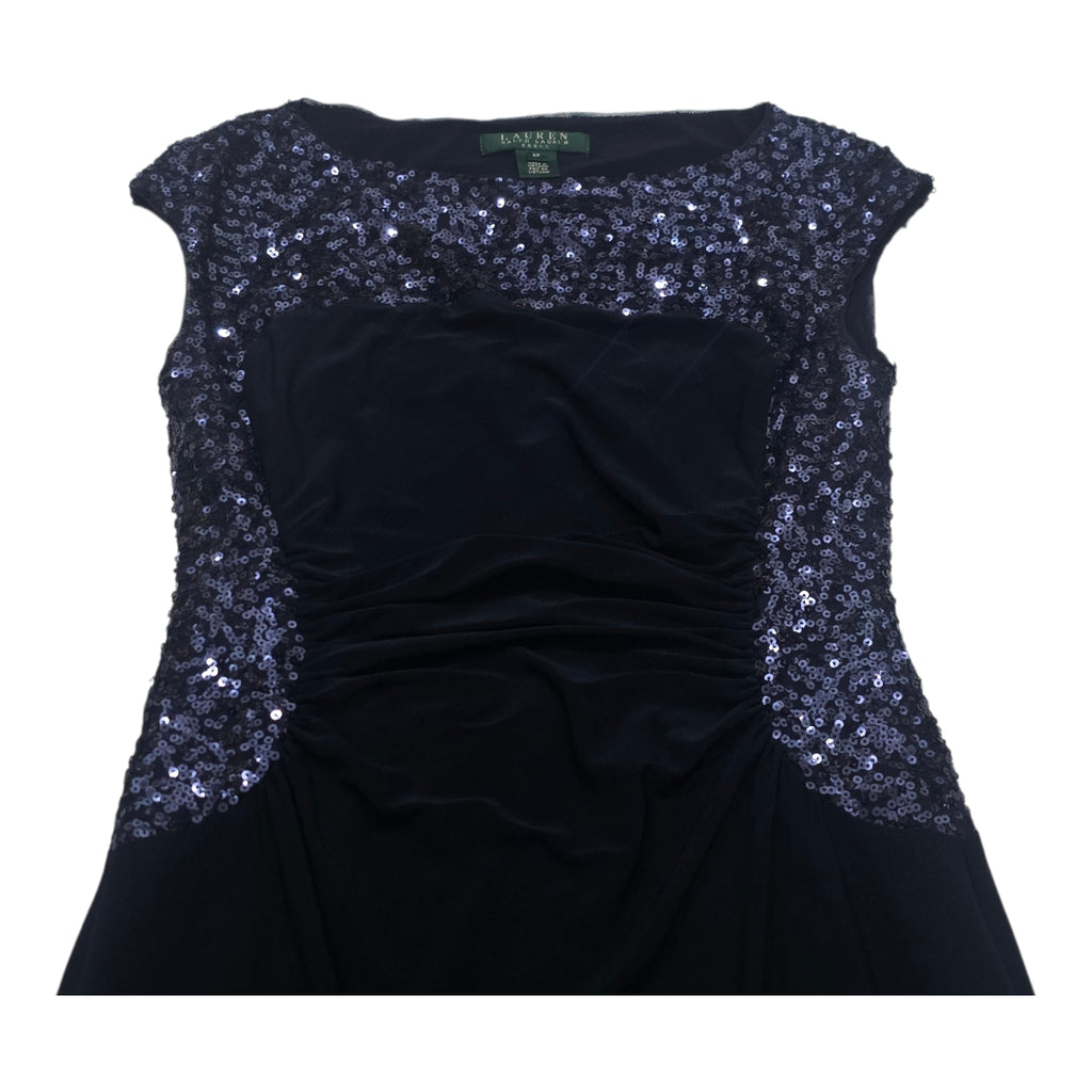 Vestido Con Lentejuelas Ralph Lauren Talla 2 Azul Marino