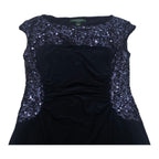 Vestido Con Lentejuelas Ralph Lauren Talla 2 Azul Marino