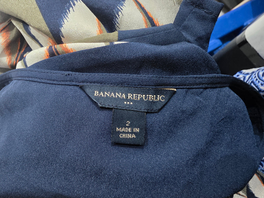 Vestido Banana Republic Talla 2 Manga Corta Azul