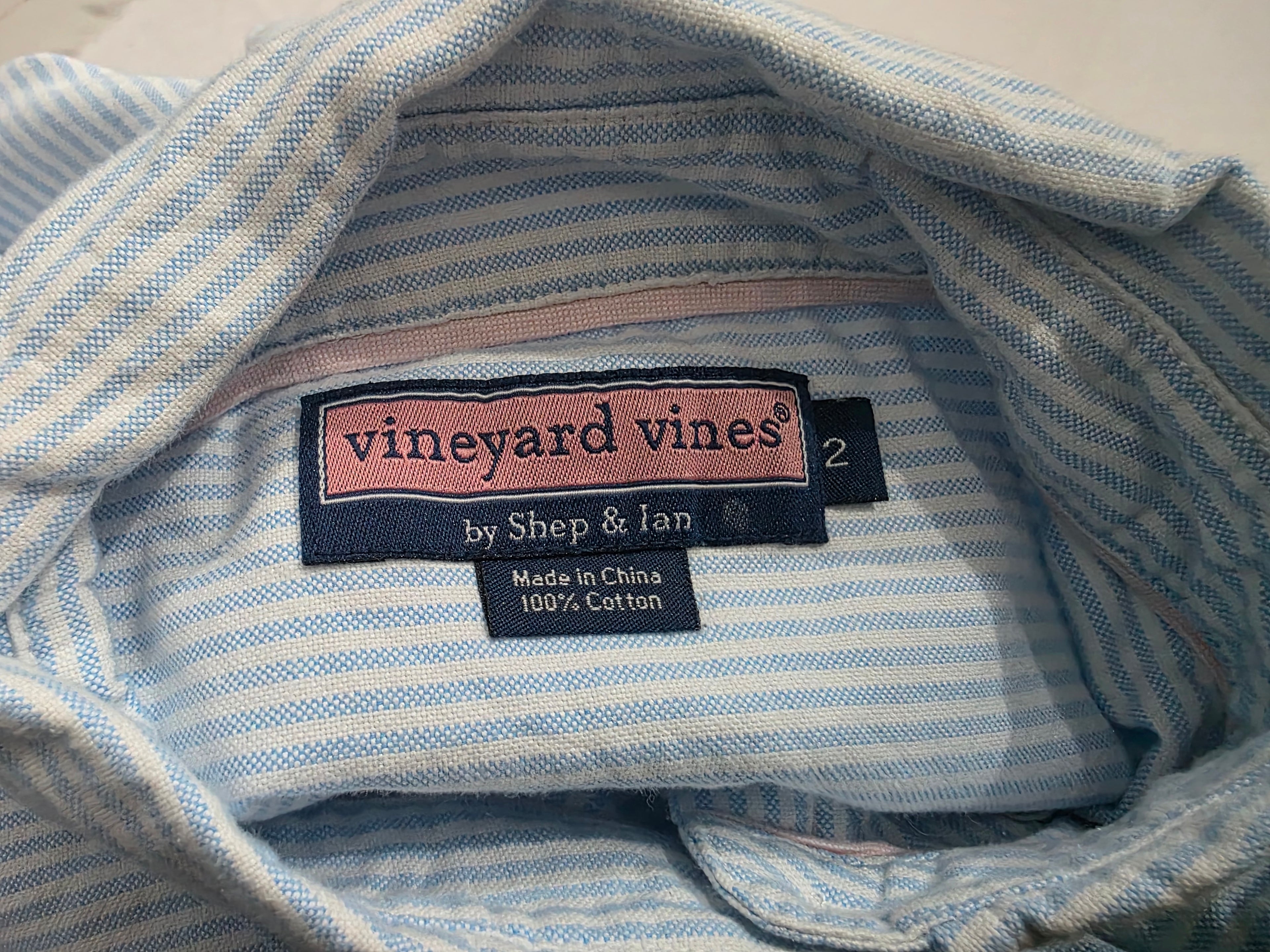Camisa Vineyard Vines Talla 2 Azul Rayada De Mujer