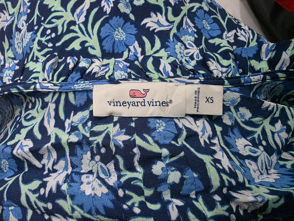 Blusa Vineyard Vines Azul De Mujer Floreada Xs Manga Larga