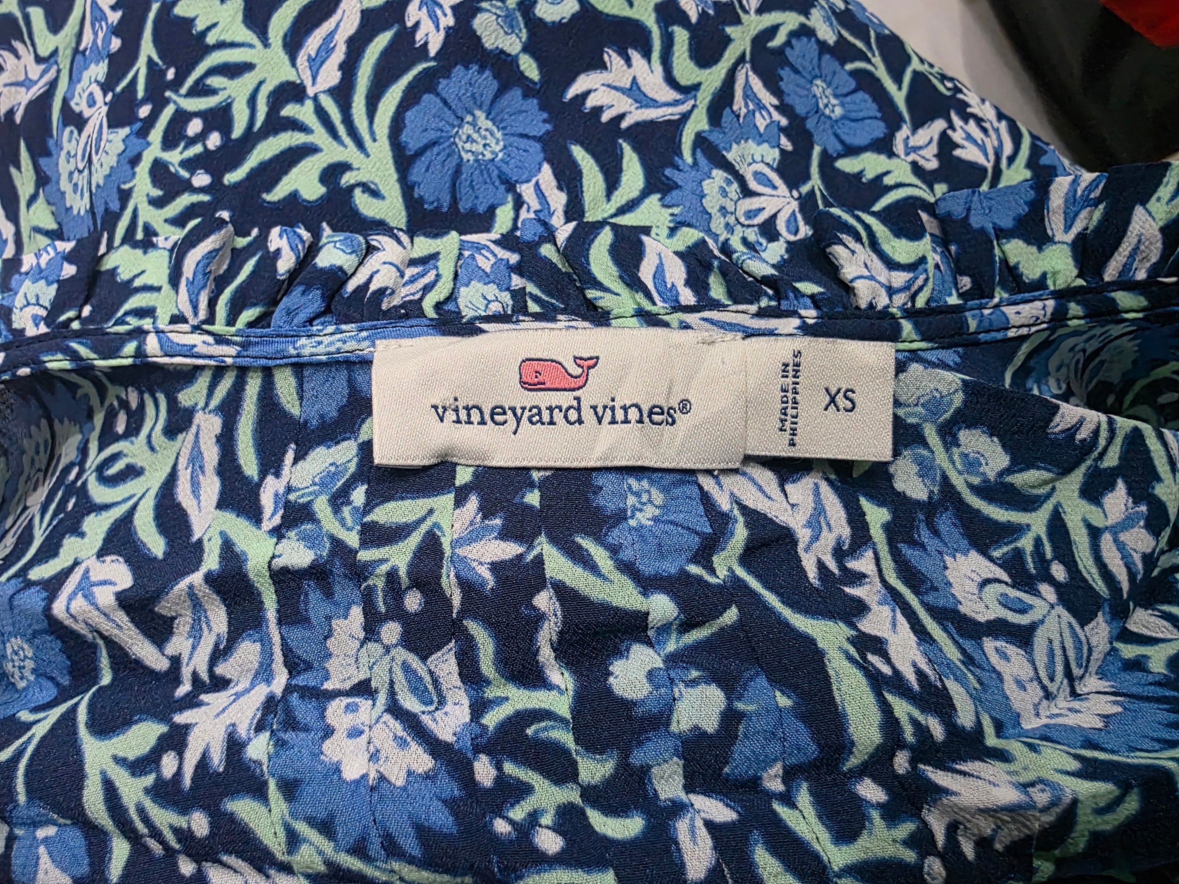 Blusa Vineyard Vines Azul De Mujer Floreada Xs Manga Larga