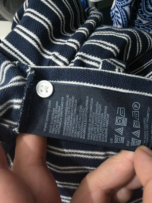 Blusa Tommy Hilfiger Cuello Polo Mujer Azul Xs Rayas