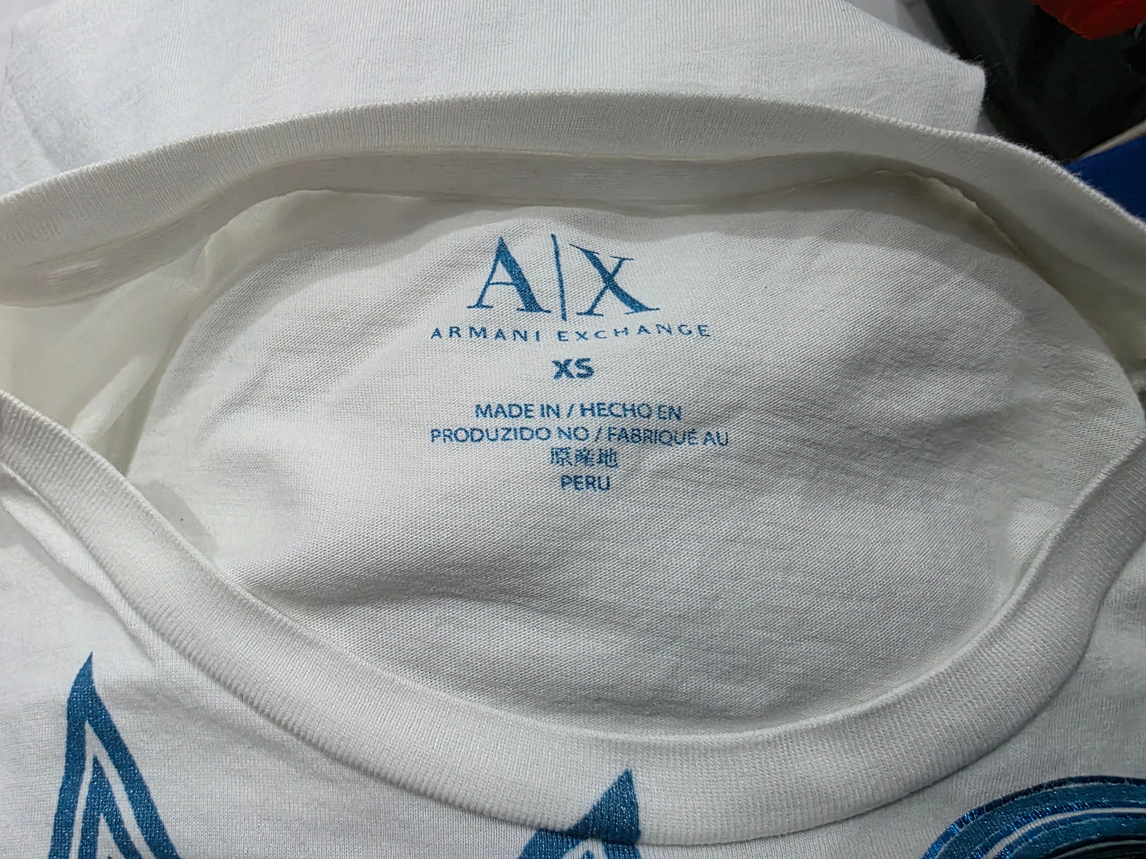 Blusa Armani Exchange Blanca Letras De Mujer Xs Manfga Corta