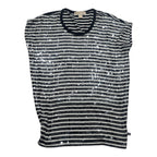 Blusa Michael Kors Mujer Negra Rayas Con Lentejuela Xs