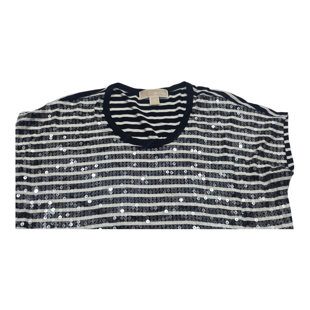 Blusa Michael Kors Mujer Negra Rayas Con Lentejuela Xs