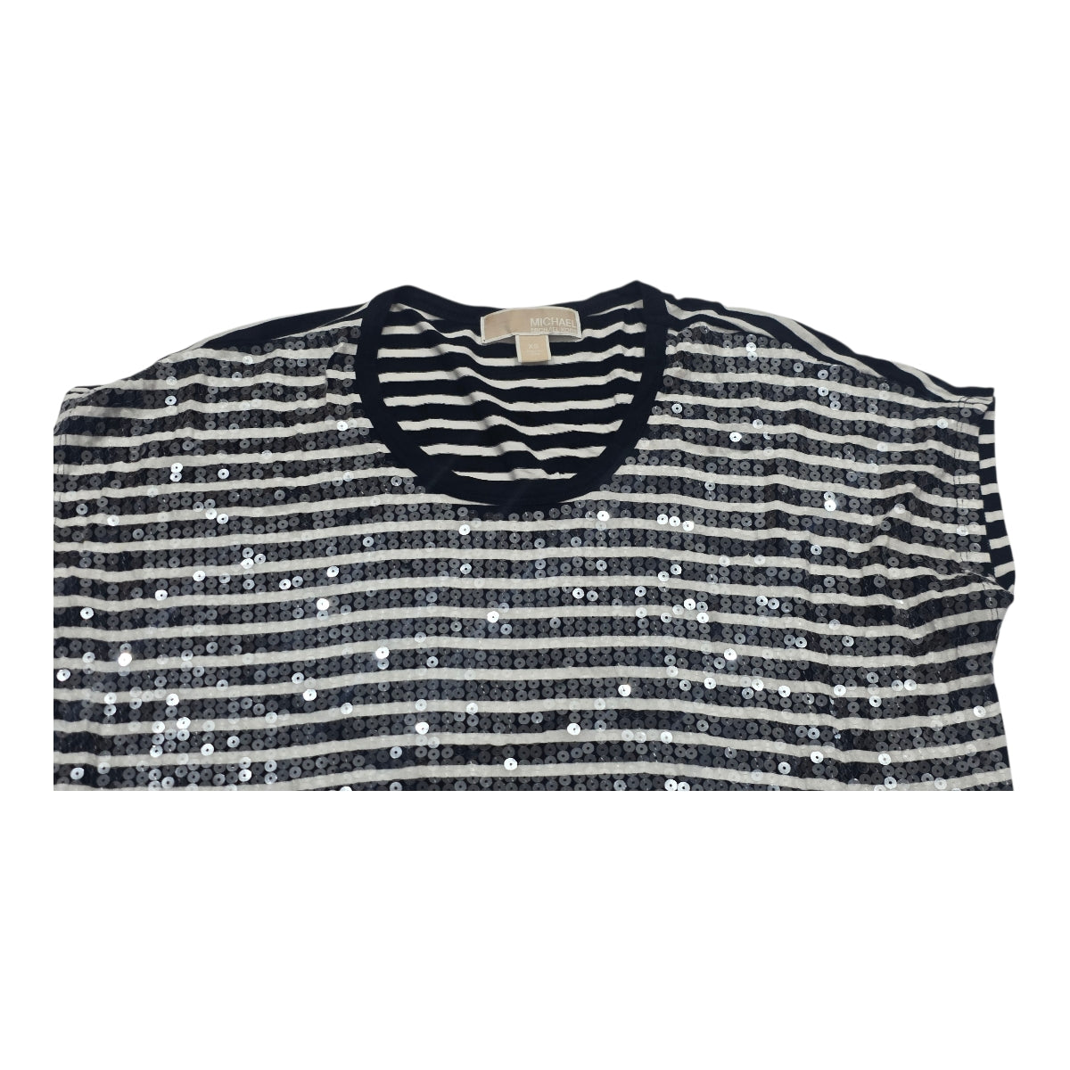 Blusa Michael Kors Mujer Negra Rayas Con Lentejuela Xs