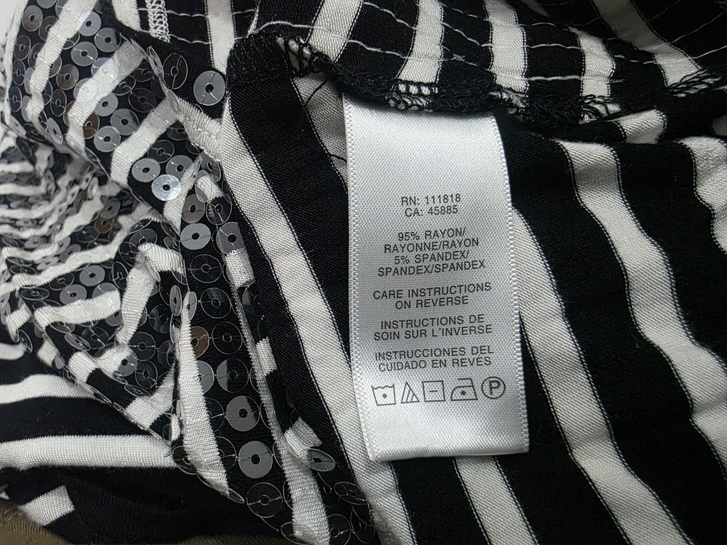 Blusa Michael Kors Mujer Negra Rayas Con Lentejuela Xs