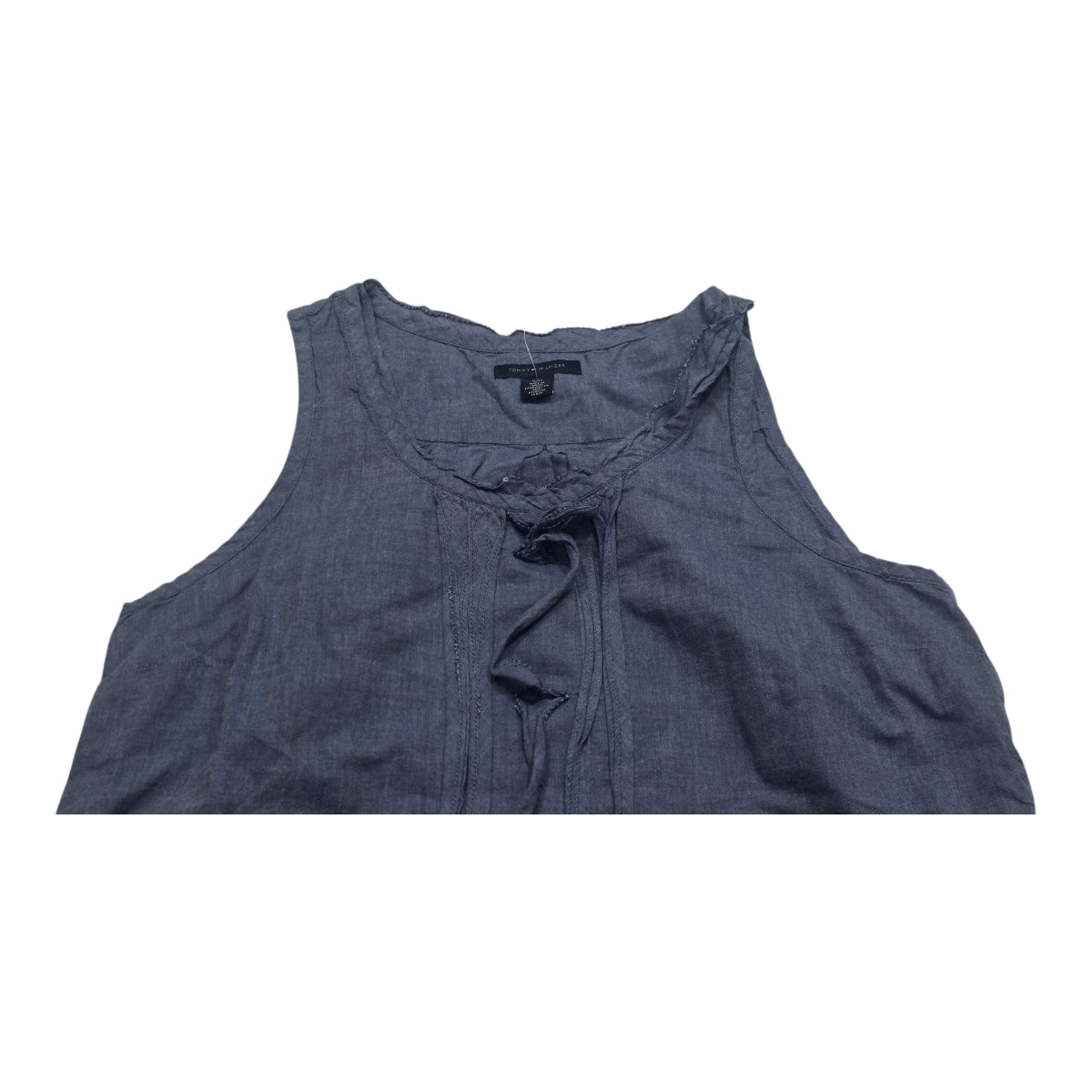 Blusa Tommy Hilfiger Azul Mezclilla Sin Mangas Mujer Talla S