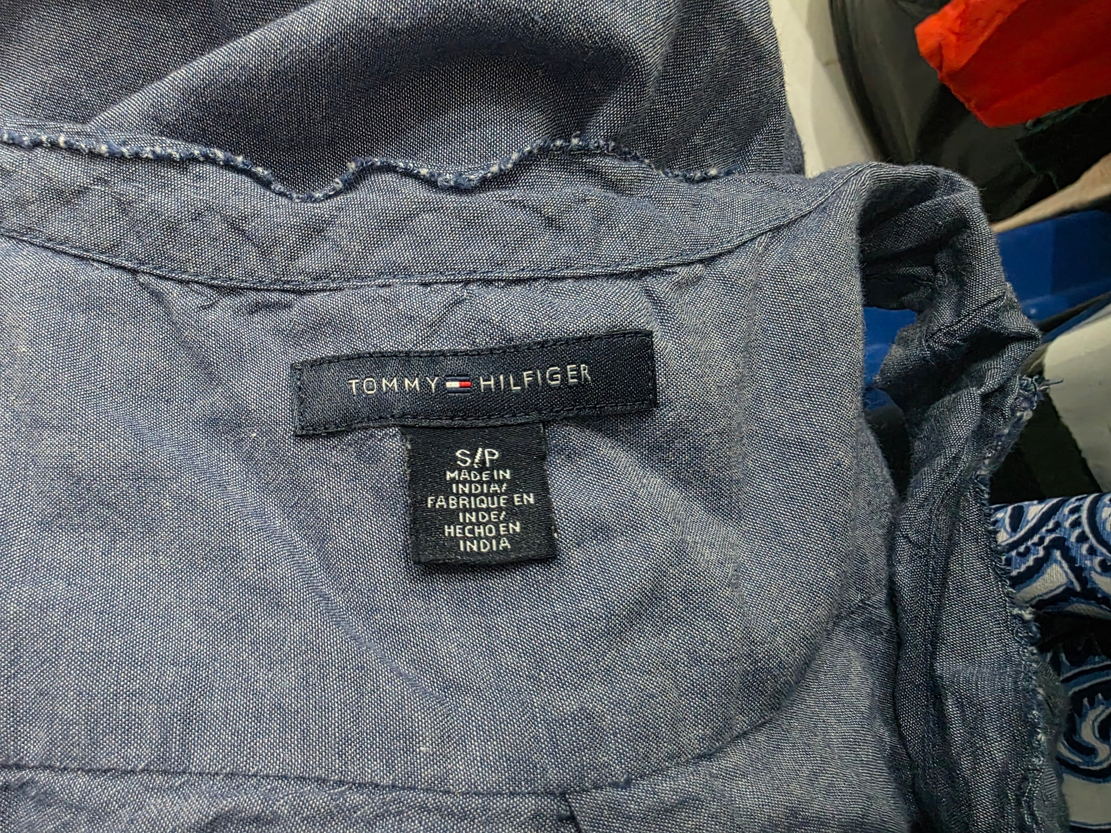 Blusa Tommy Hilfiger Azul Mezclilla Sin Mangas Mujer Talla S