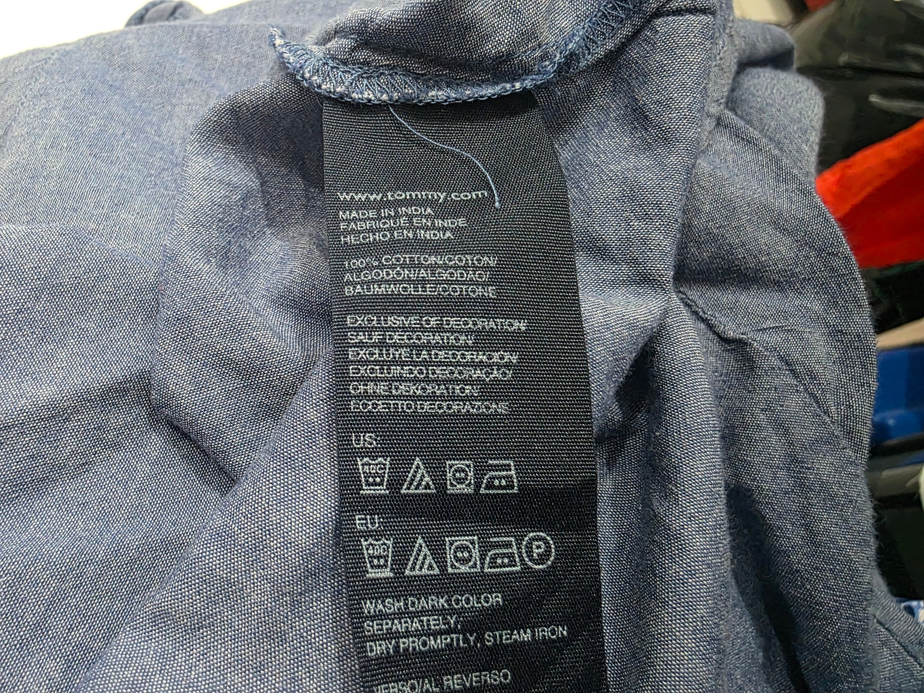 Blusa Tommy Hilfiger Azul Mezclilla Sin Mangas Mujer Talla S