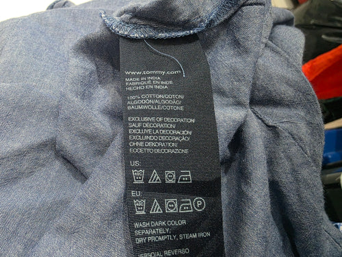 Blusa Tommy Hilfiger Azul Mezclilla Sin Mangas Mujer Talla S