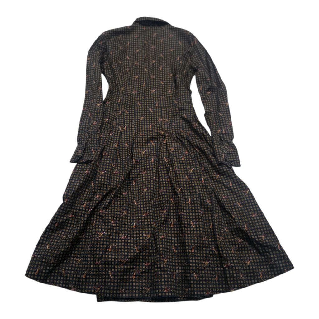 Vestido Brooks Brothers Azul Lunares Talla 6 Manga Larga