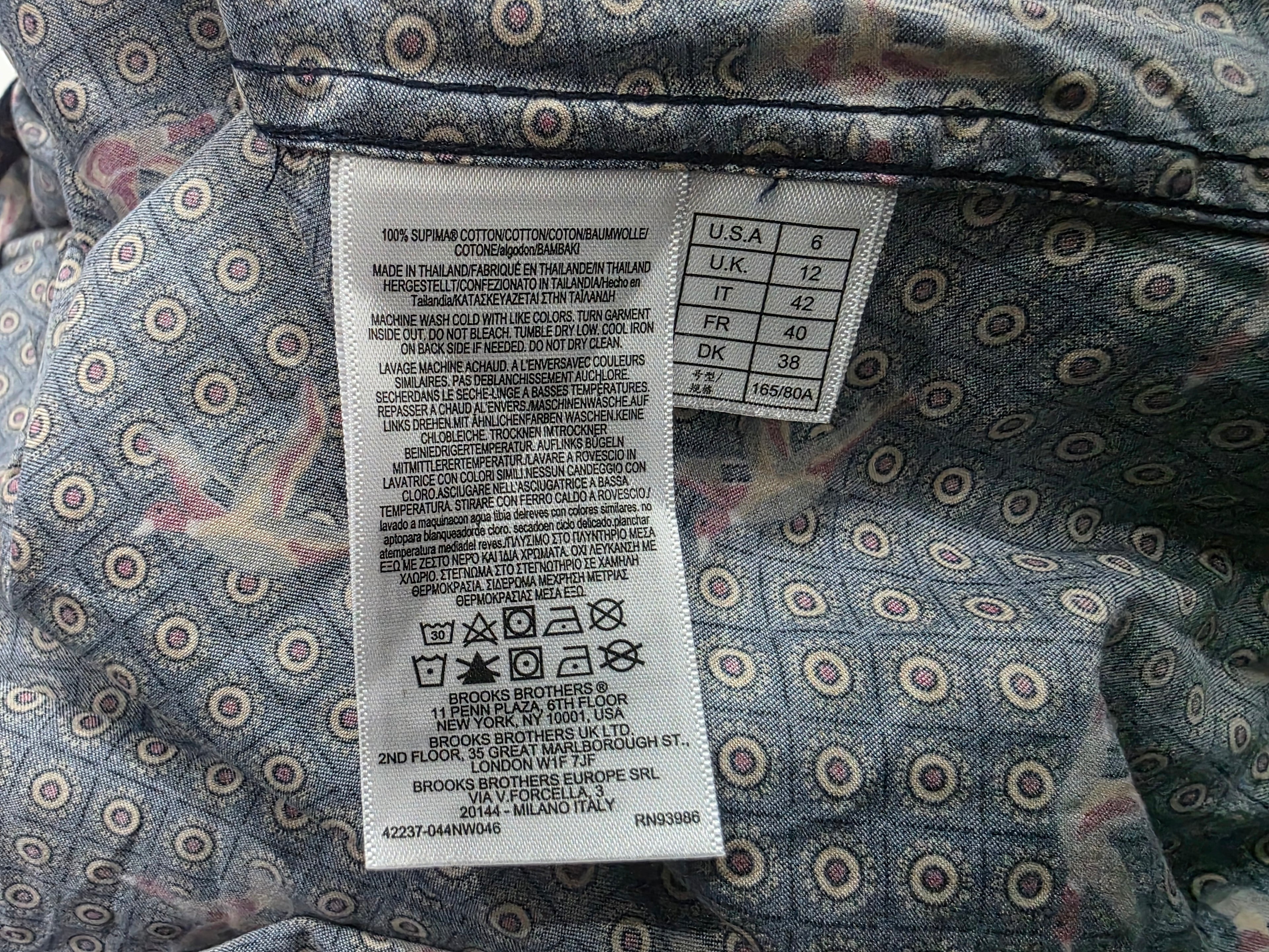 Vestido Brooks Brothers Azul Lunares Talla 6 Manga Larga