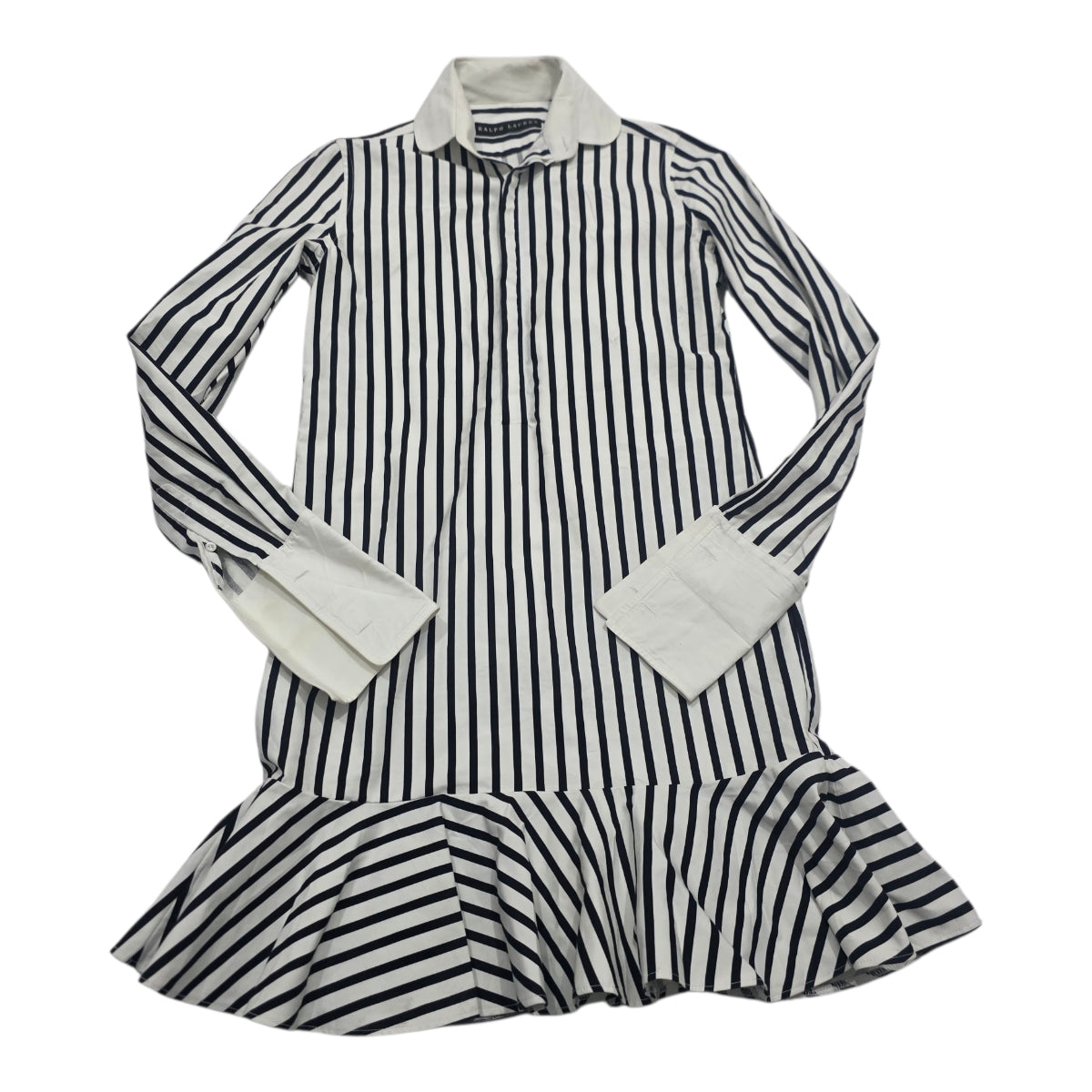 Vestido Ralph Lauren Rayas Negras Manga Larga Mujer S