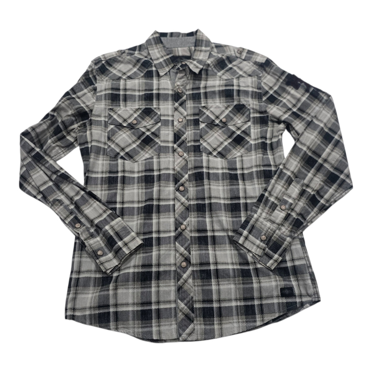 Camisa Harley Davidson Cuadros De Mujer Gris Talla M