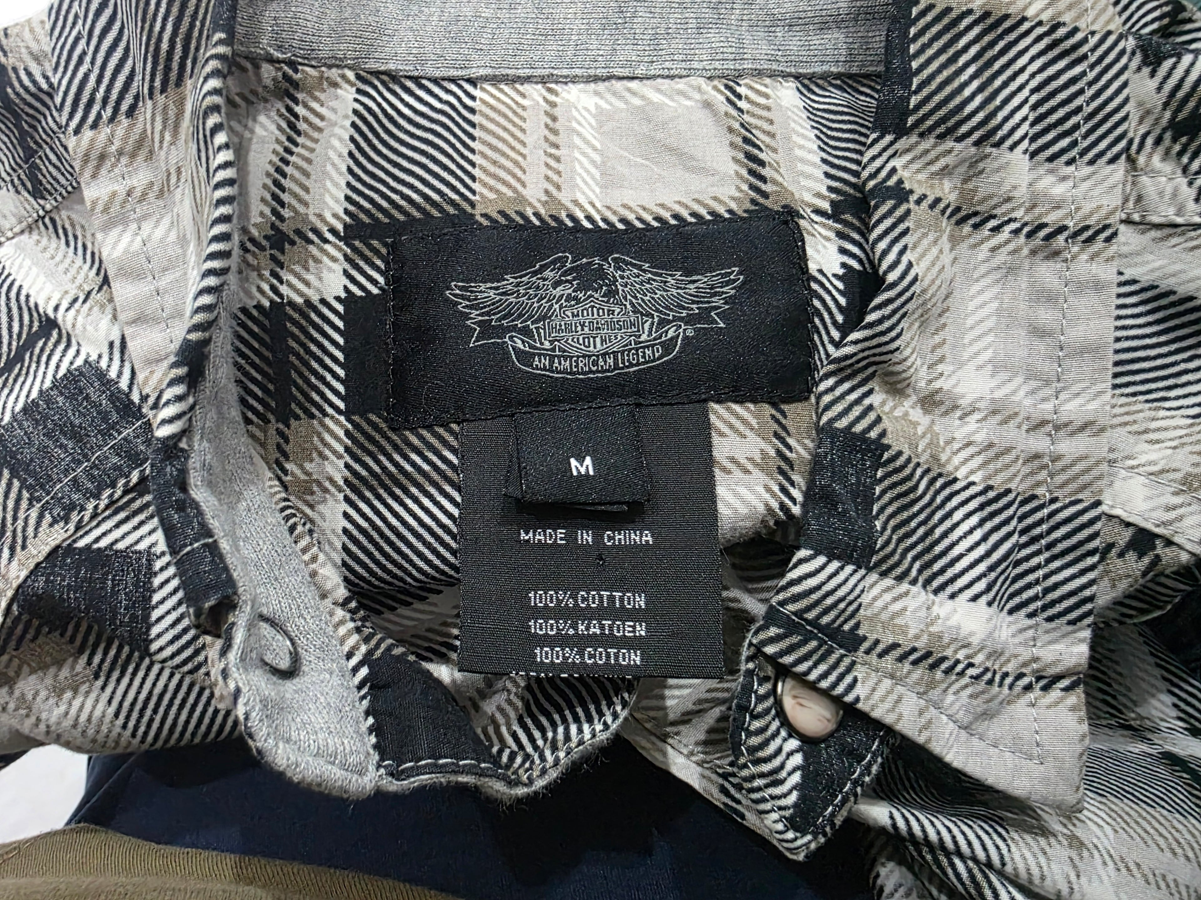 Camisa Harley Davidson Cuadros De Mujer Gris Talla M