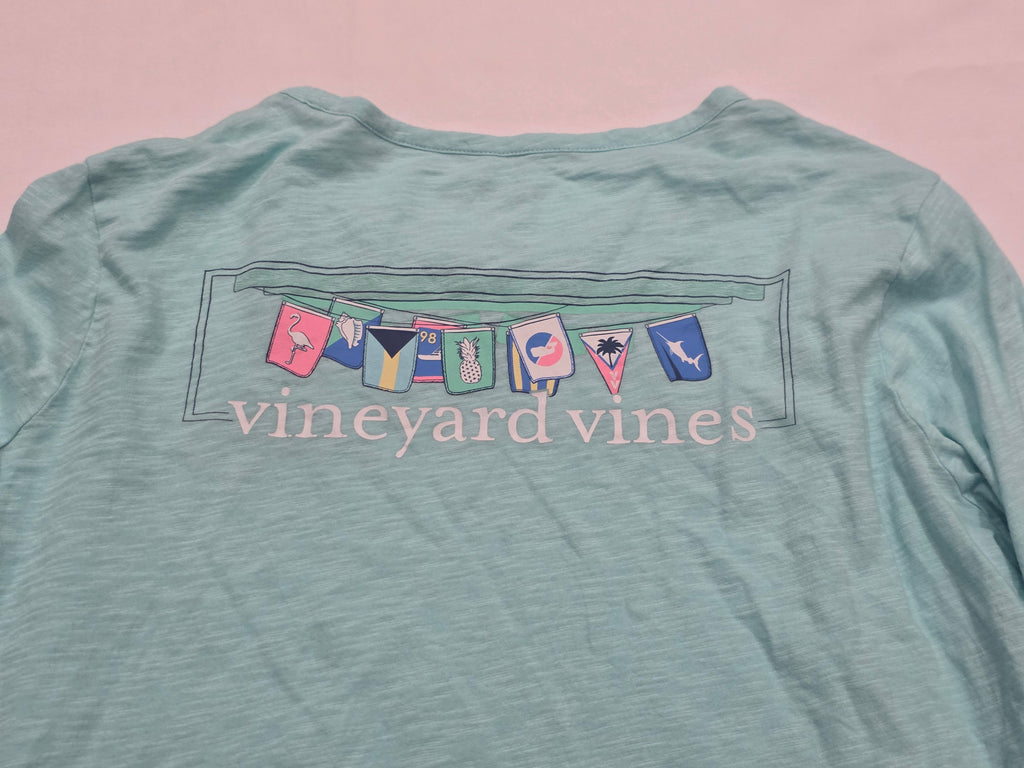 Playera Vineyard Vines De Mujer Celeste Manga Larga Talla M