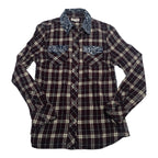 Camisa True Religion De Mujer A Cuadros Vino/azul Talla M