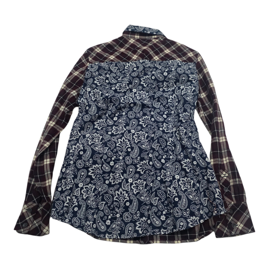 Camisa True Religion De Mujer A Cuadros Vino/azul Talla M