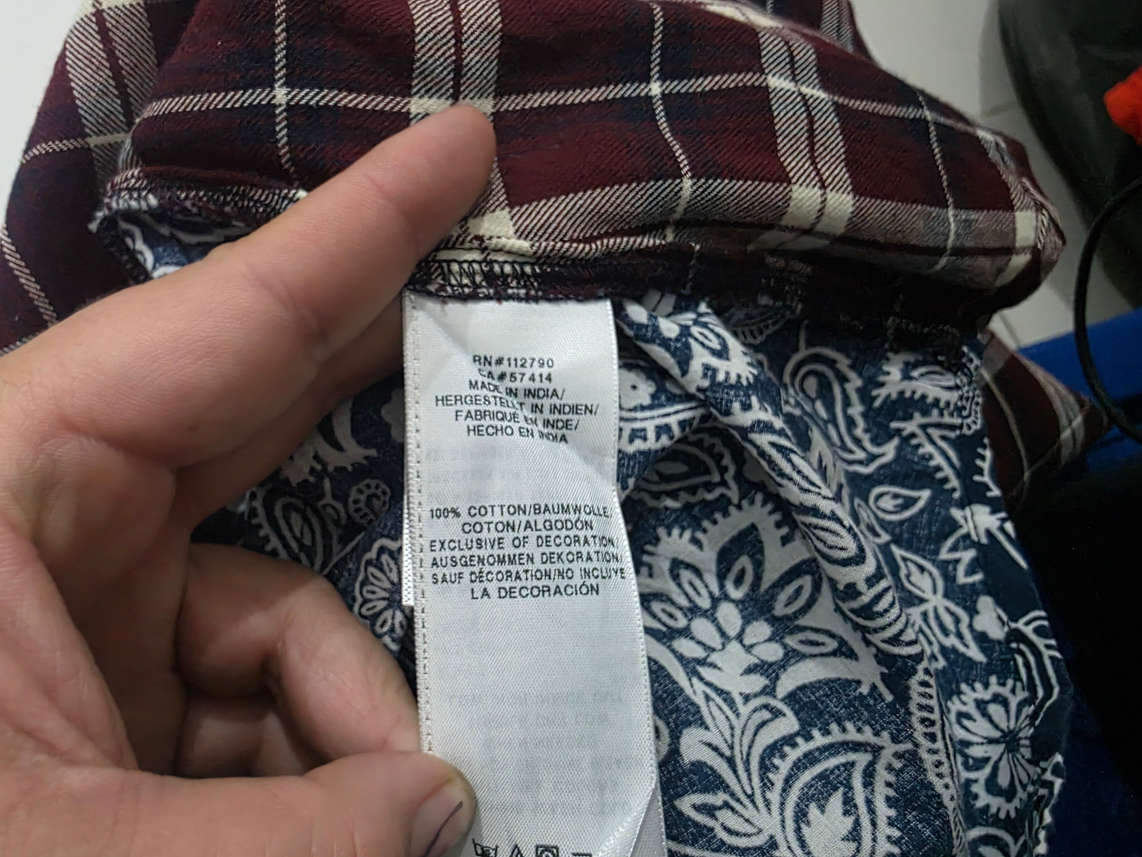 Camisa True Religion De Mujer A Cuadros Vino/azul Talla M