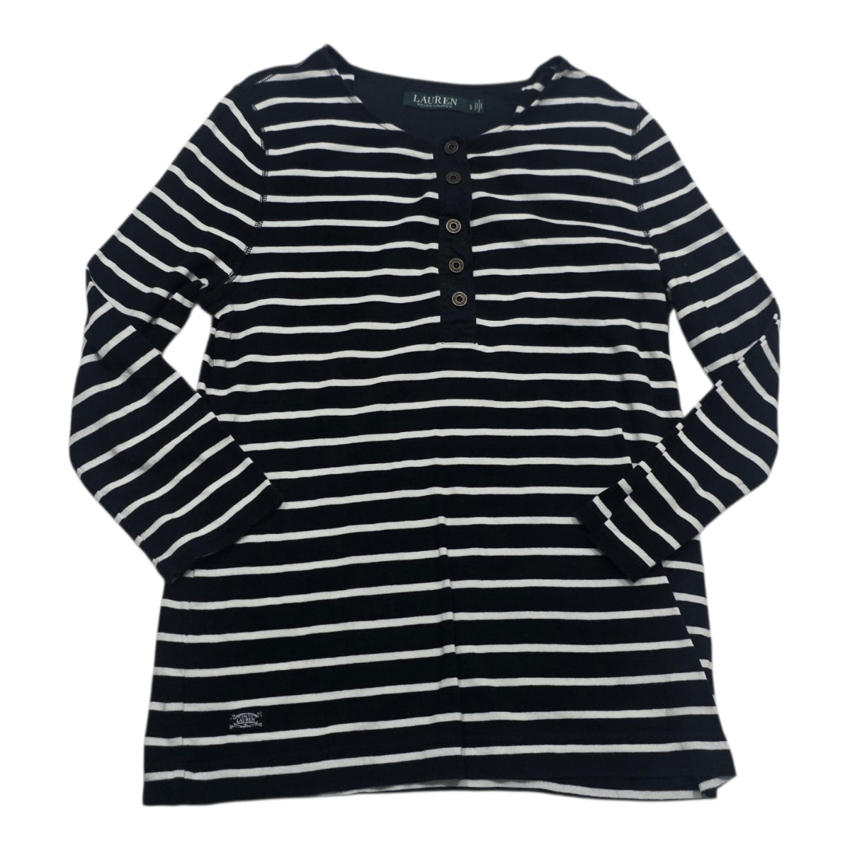 Playera Ralph Lauren Mujer Rayas Negro/blancobotones Talla L
