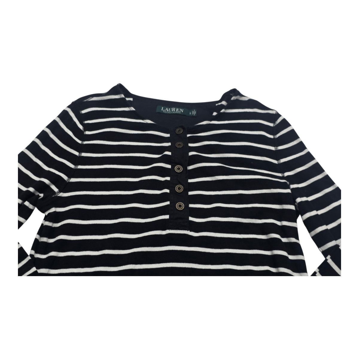 Playera Ralph Lauren Mujer Rayas Negro/blancobotones Talla L