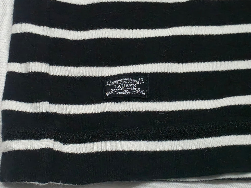 Playera Ralph Lauren Mujer Rayas Negro/blancobotones Talla L