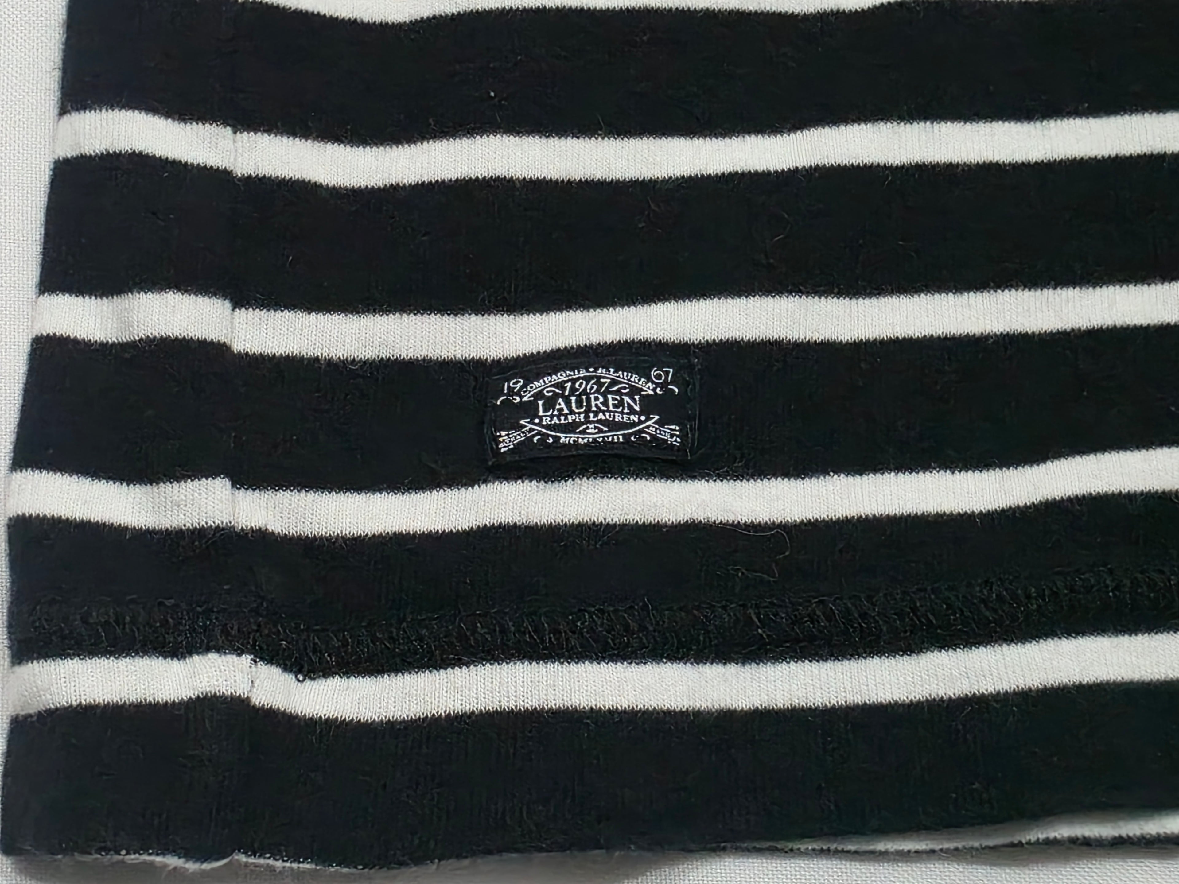 Playera Ralph Lauren Mujer Rayas Negro/blancobotones Talla L