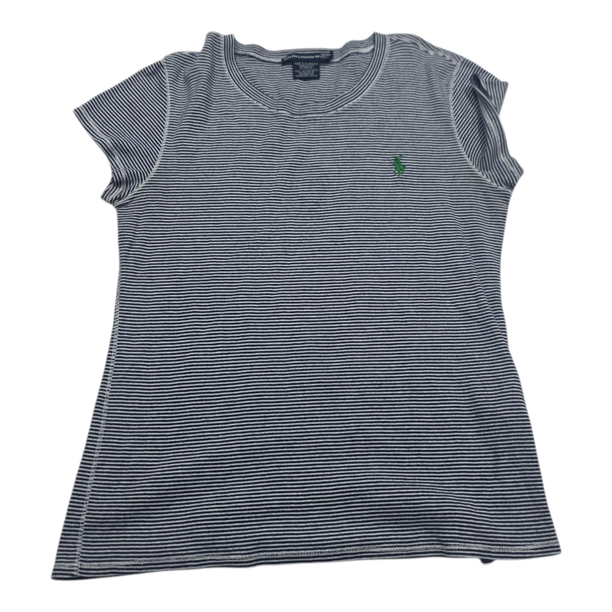 Playera Ralph Lauren De Mujer Rayas Talla L Azul Poni Verde