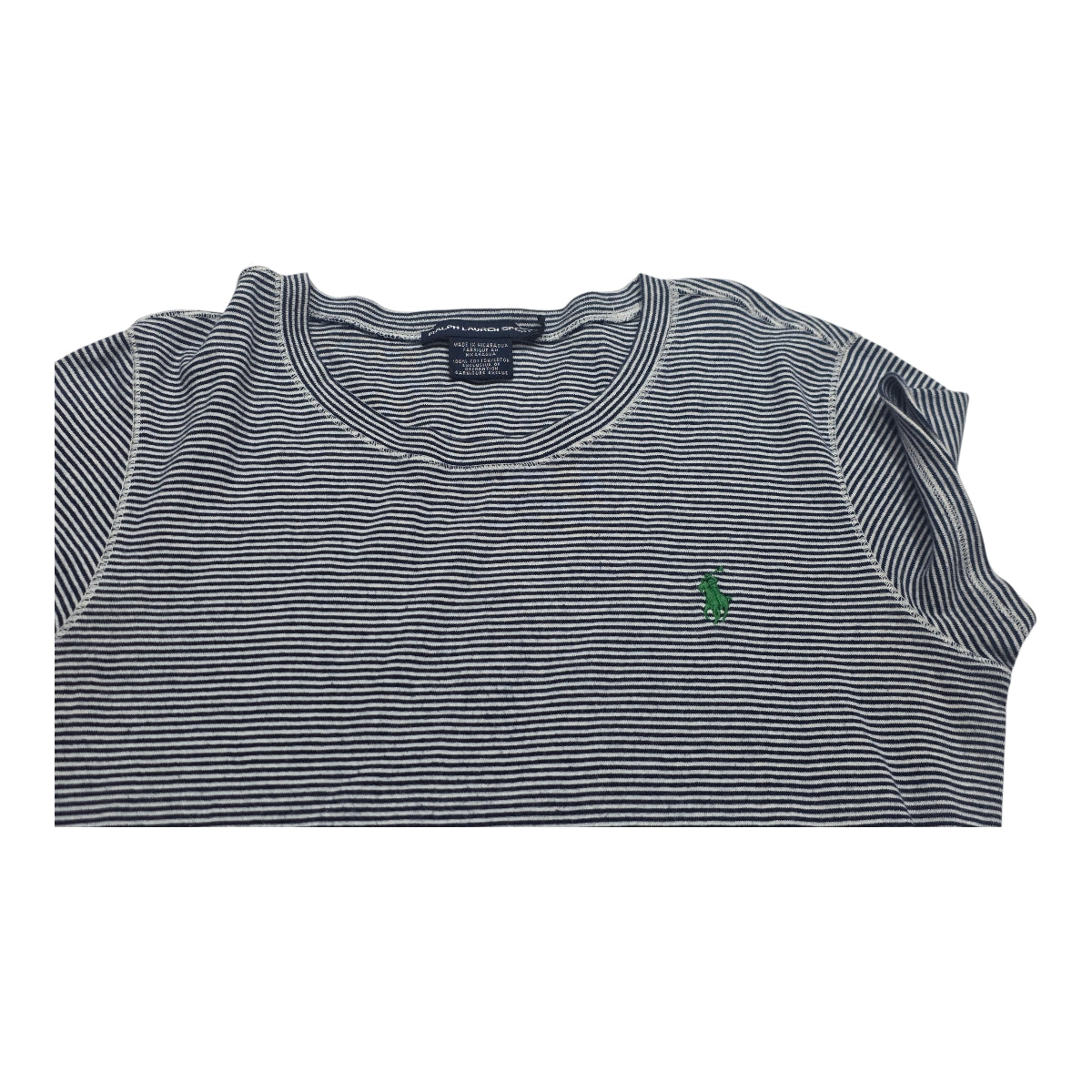 Playera Ralph Lauren De Mujer Rayas Talla L Azul Poni Verde