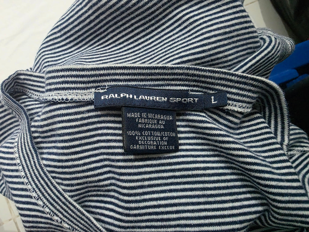 Playera Ralph Lauren De Mujer Rayas Talla L Azul Poni Verde