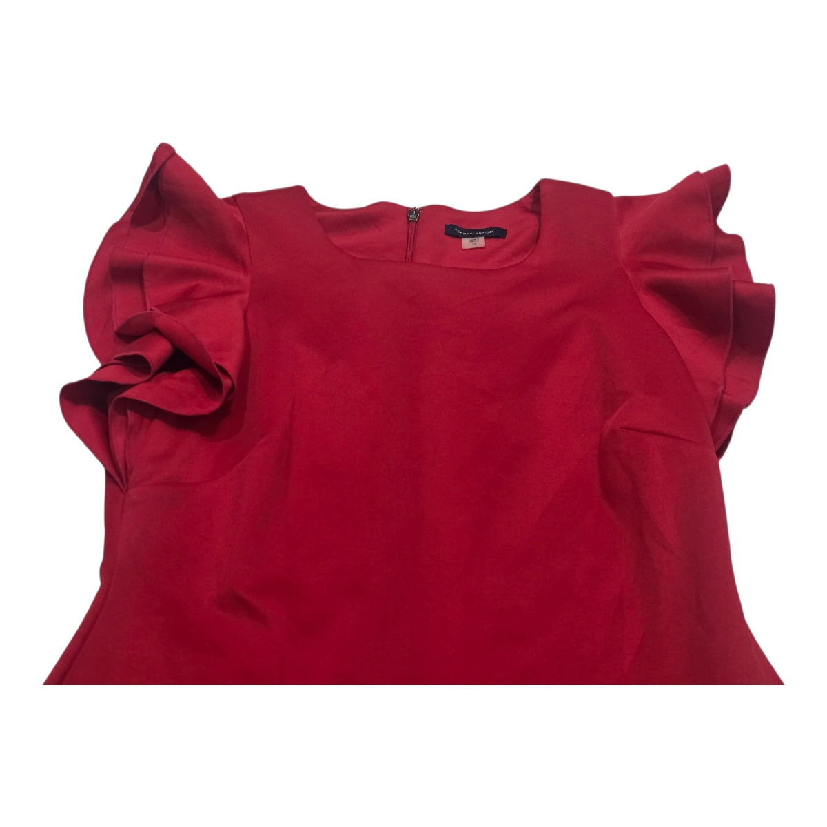 Vestido Formal Tommy Hilfiger Rojo Con Olanes Talla 12