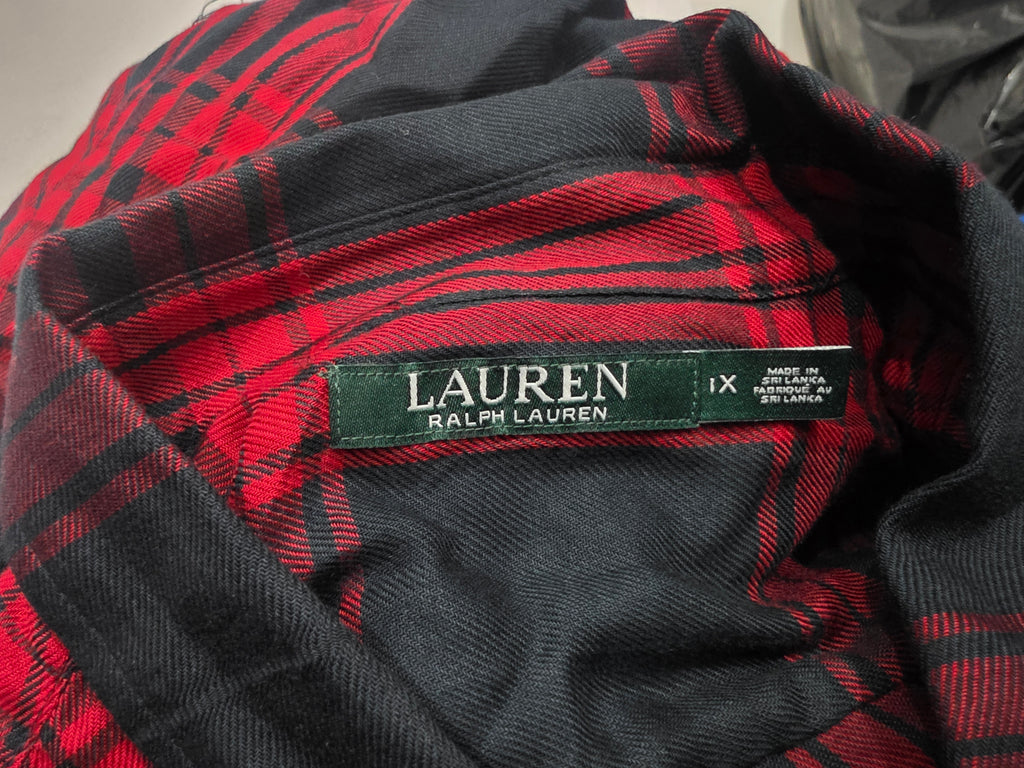 Camisa De Mujer Ralphlauren A Cuadros Negro/rojo Talla 1x