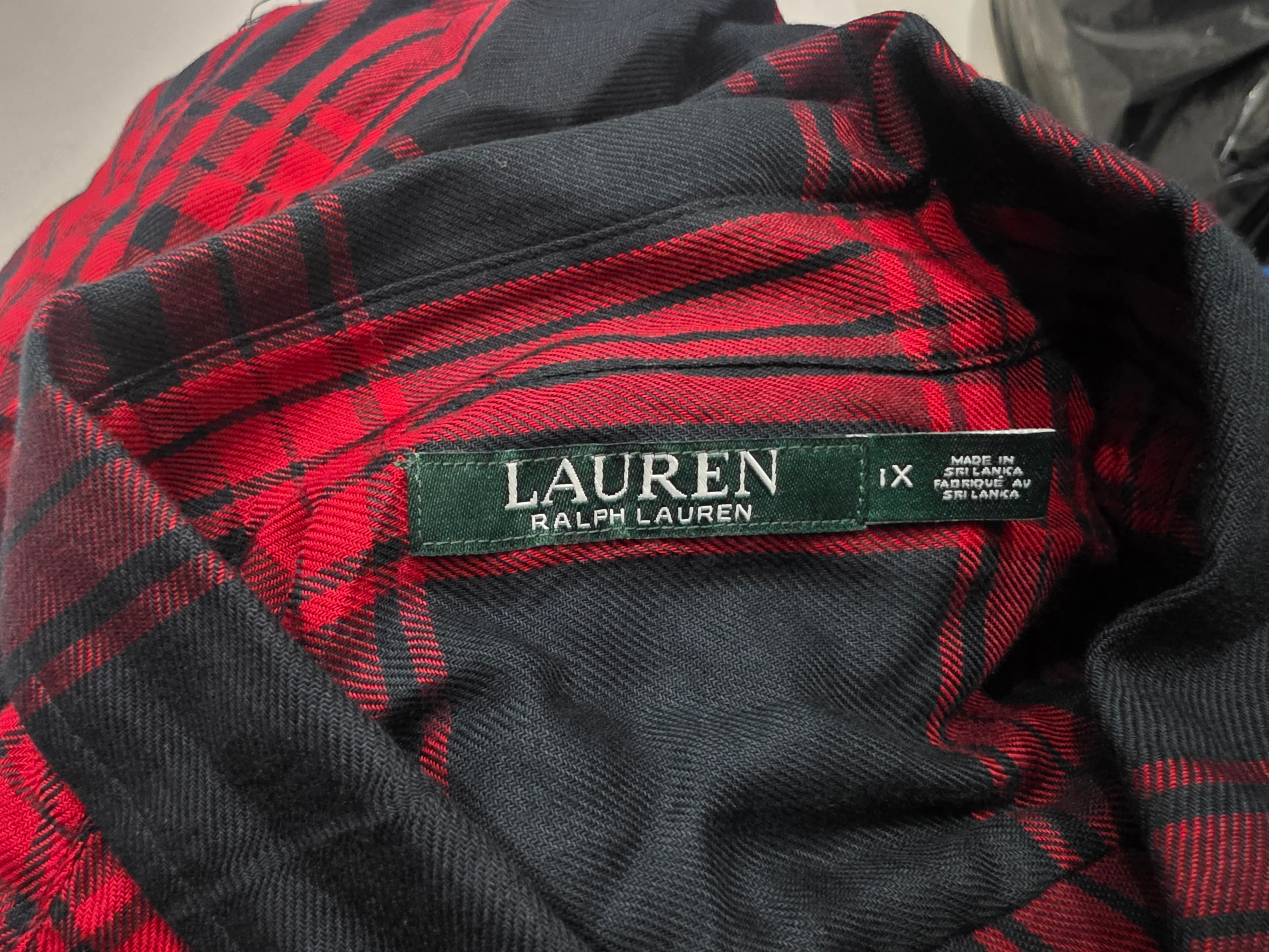 Camisa De Mujer Ralphlauren A Cuadros Negro/rojo Talla 1x