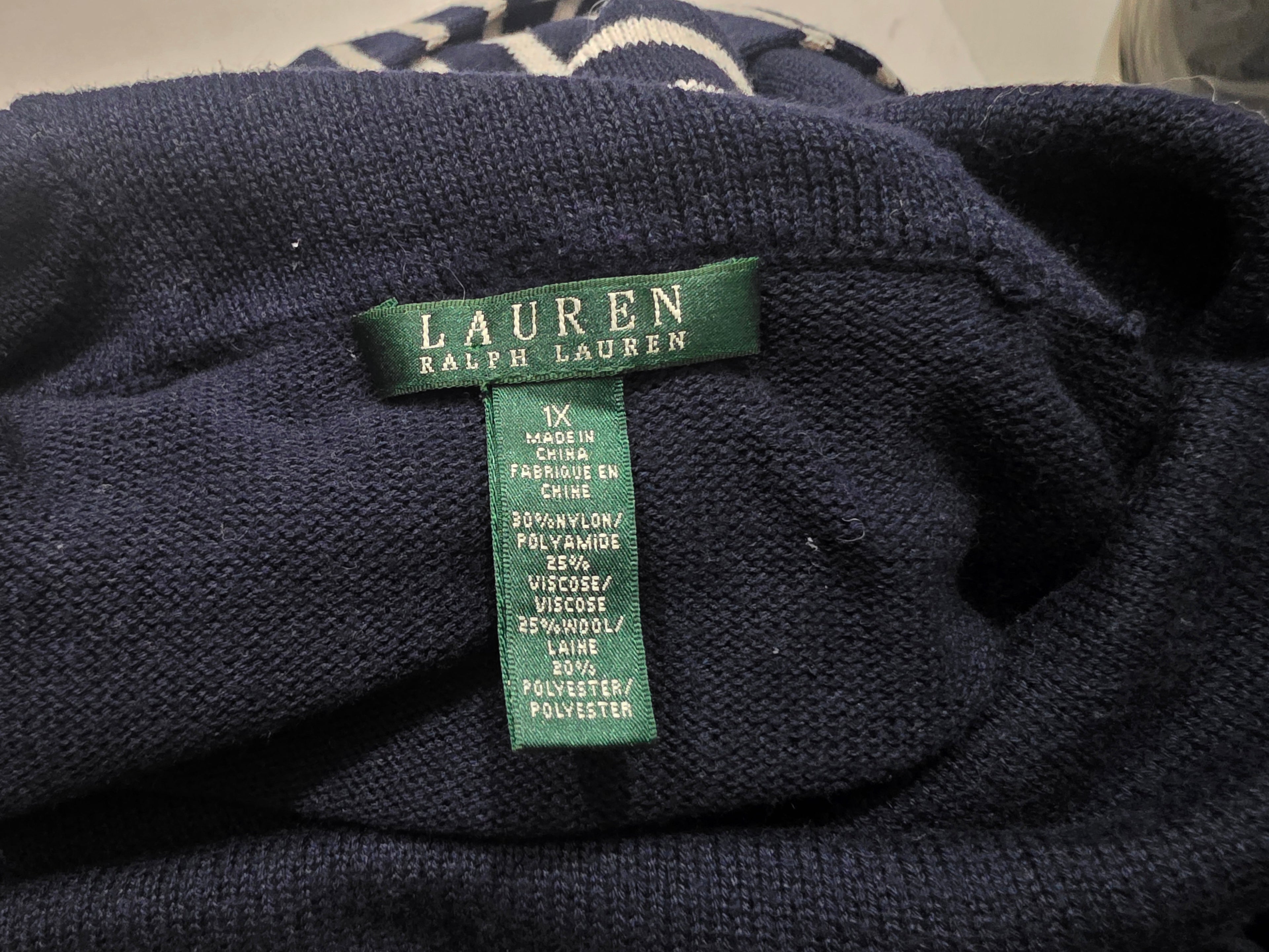 Sueter De Mujer Ralph Lauren Cuello Alto Rayas Azul Talla 1x