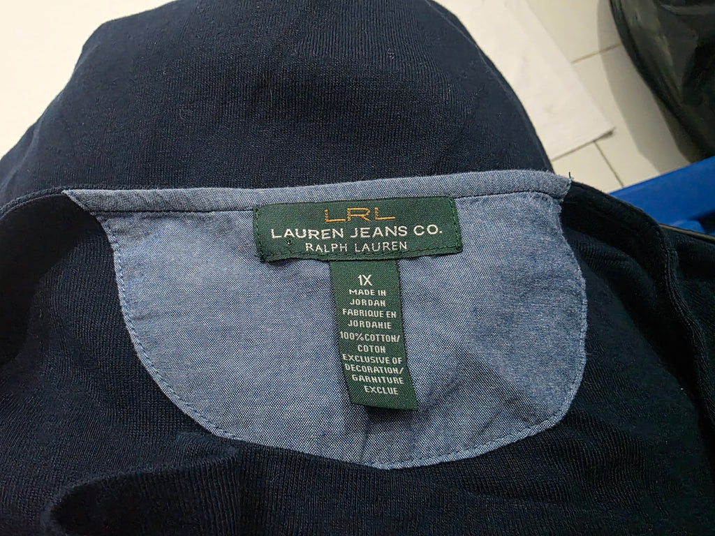 Blusa Ralph Lauren Azul Marino Manga Corta De Mujer Talla 1x