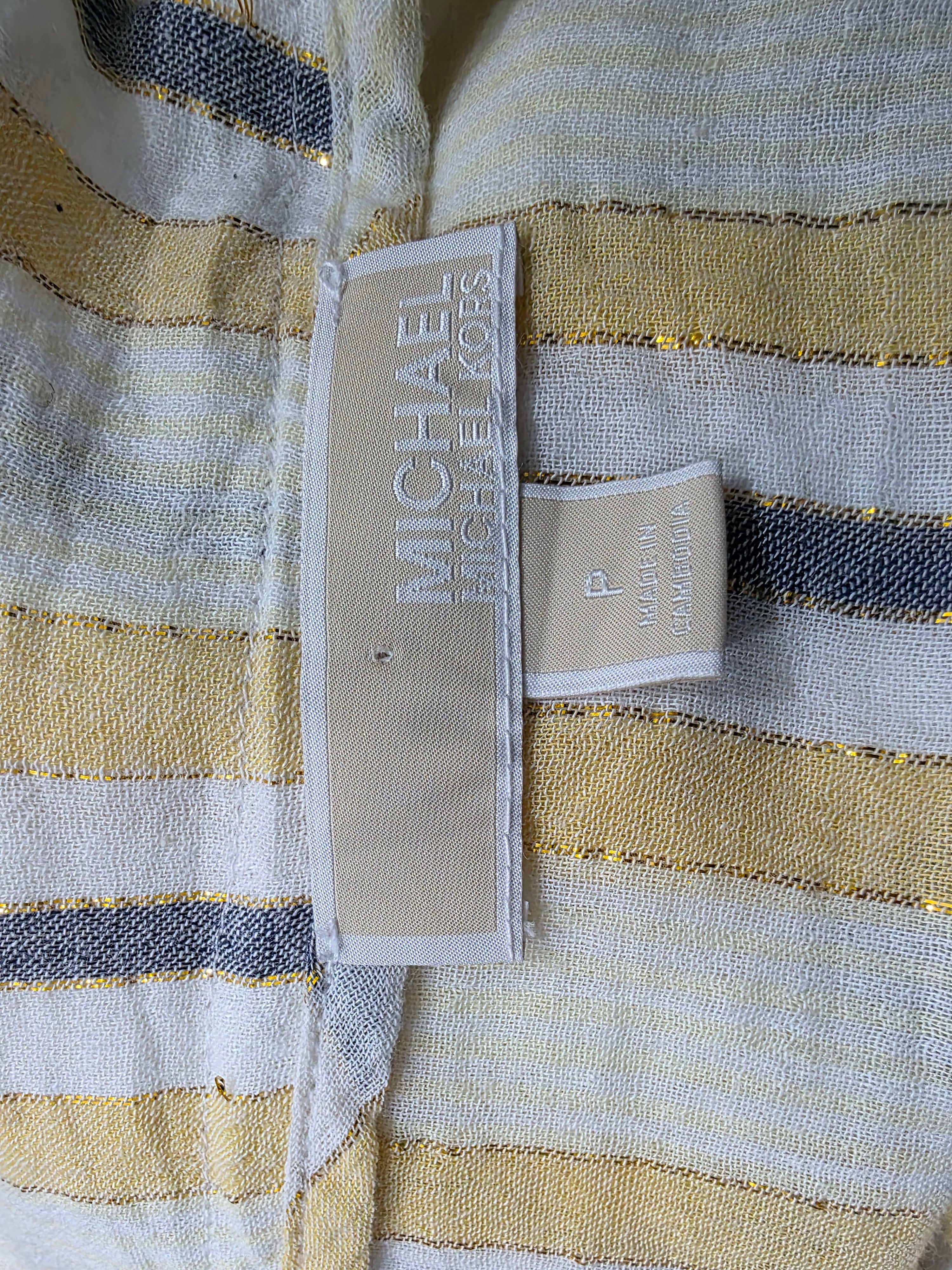 Blusa Fresca Michael Kors Mujer Amarilla Con Lineas Petite