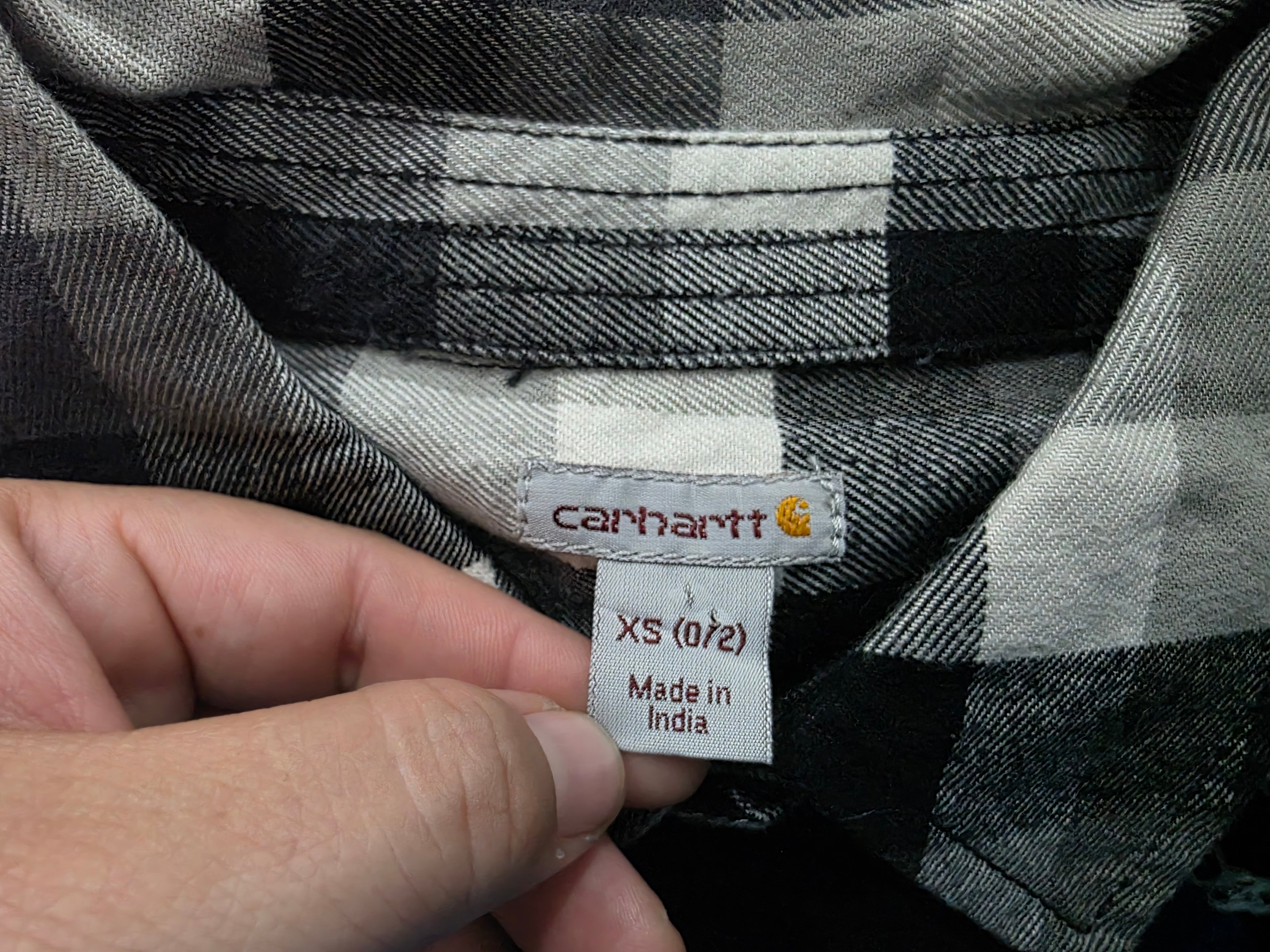 Camisa Carhart De Mujer Extra Chica 0/2 Cuadriculada Gris