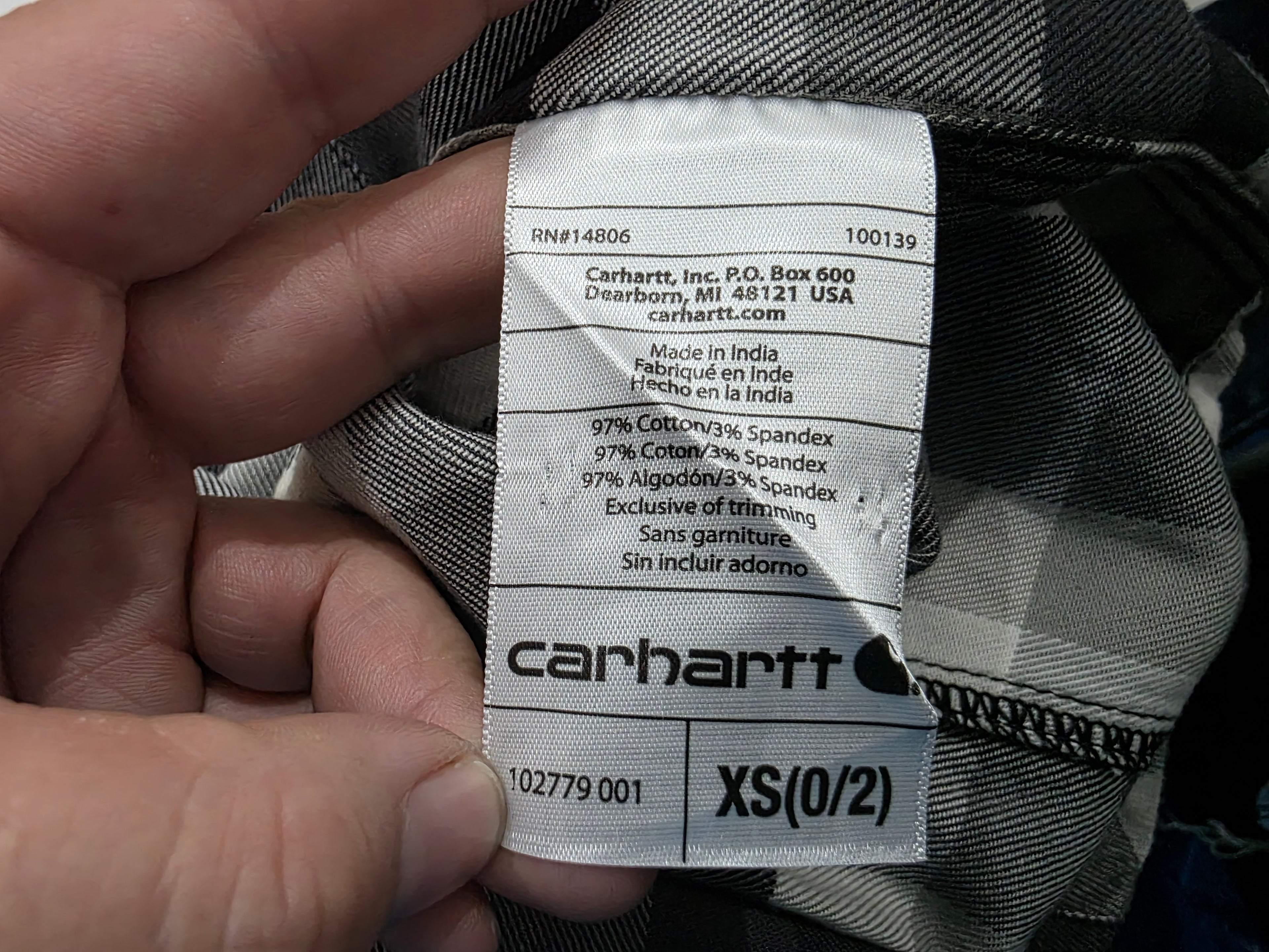 Camisa Carhart De Mujer Extra Chica 0/2 Cuadriculada Gris