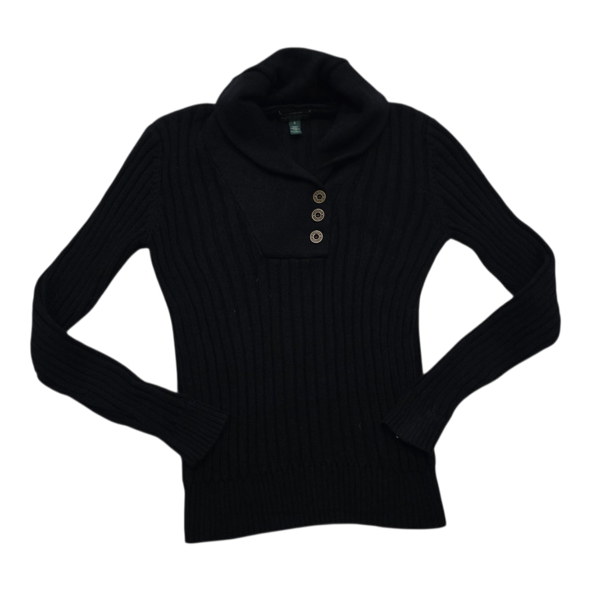 Sueter Ralph Lauren De Muer Cuello Alto Negro Talla Chica