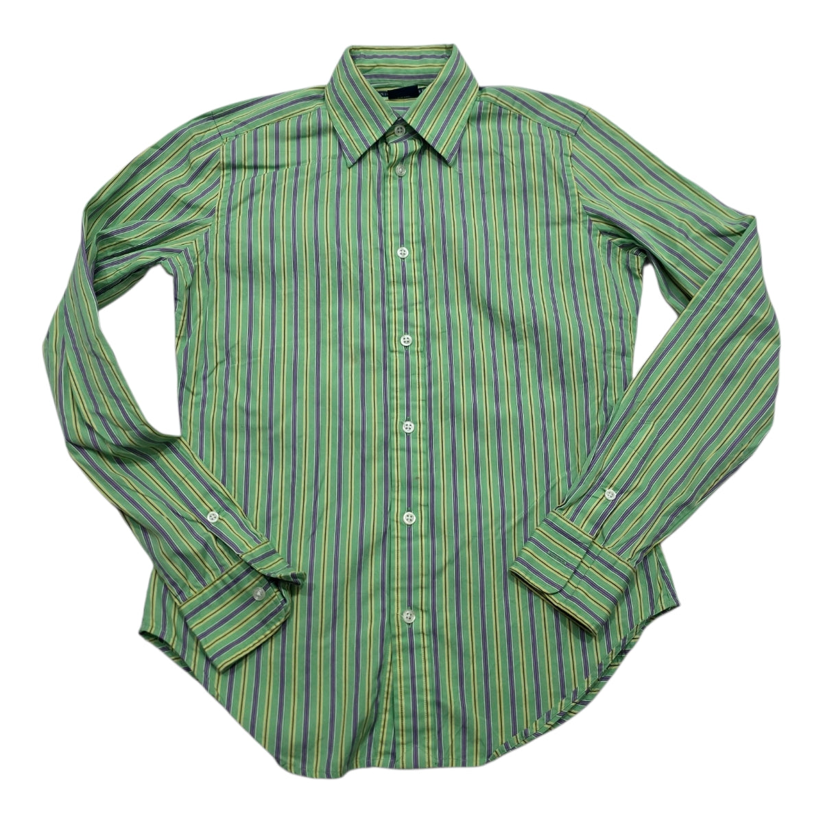 Camisa Ralph Lauren De Mujer Talla 4 Verde Rayada
