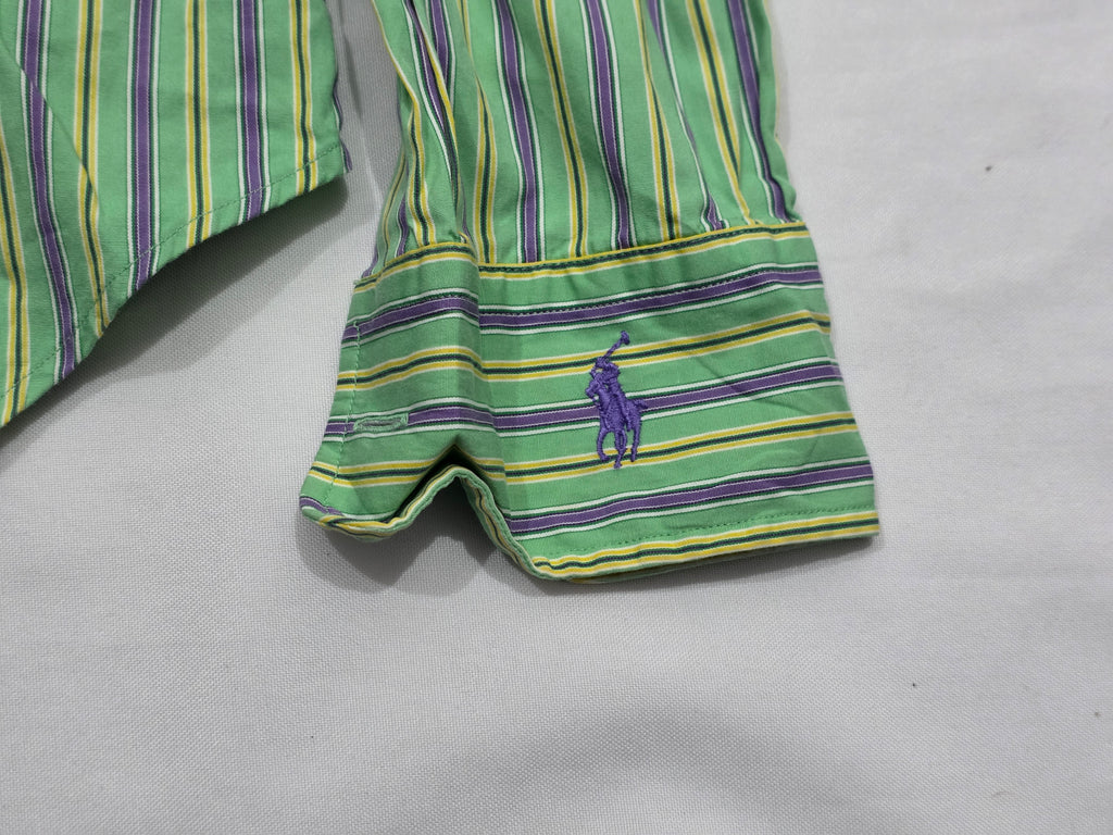 Camisa Ralph Lauren De Mujer Talla 4 Verde Rayada