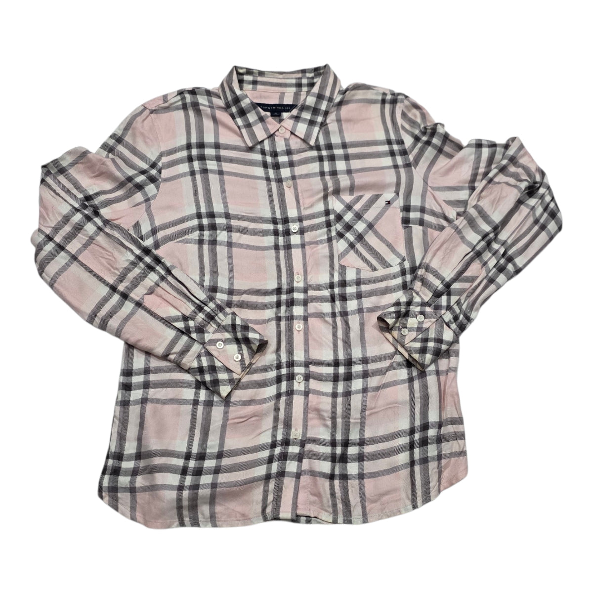Camisa Tommy Hilfiger Mujer Mediana Color Rosa Cuadriculada