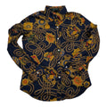 Camisa Ralph Lauren Mujer Mediana Petite Azul Con Dorado