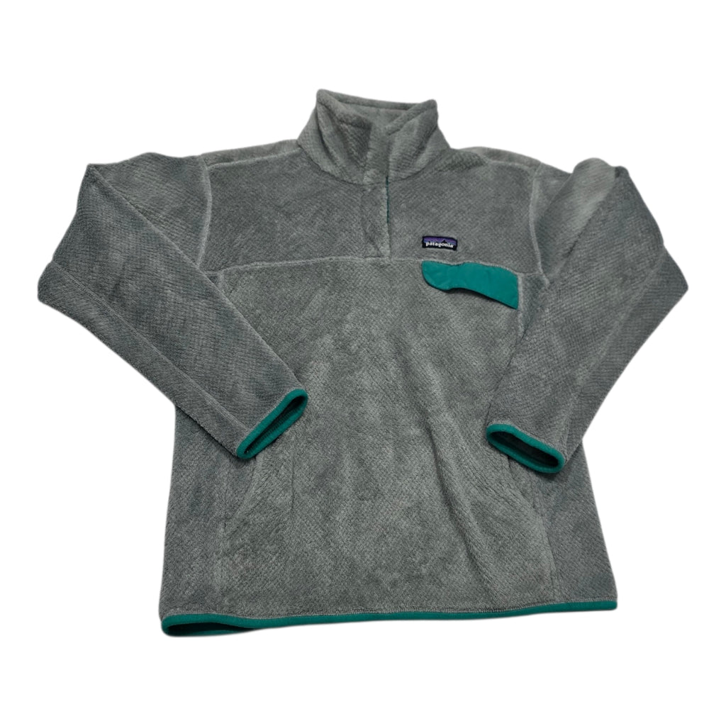 Chamarra Ligera Patagonia Gris Con Verde De Mujer Grande