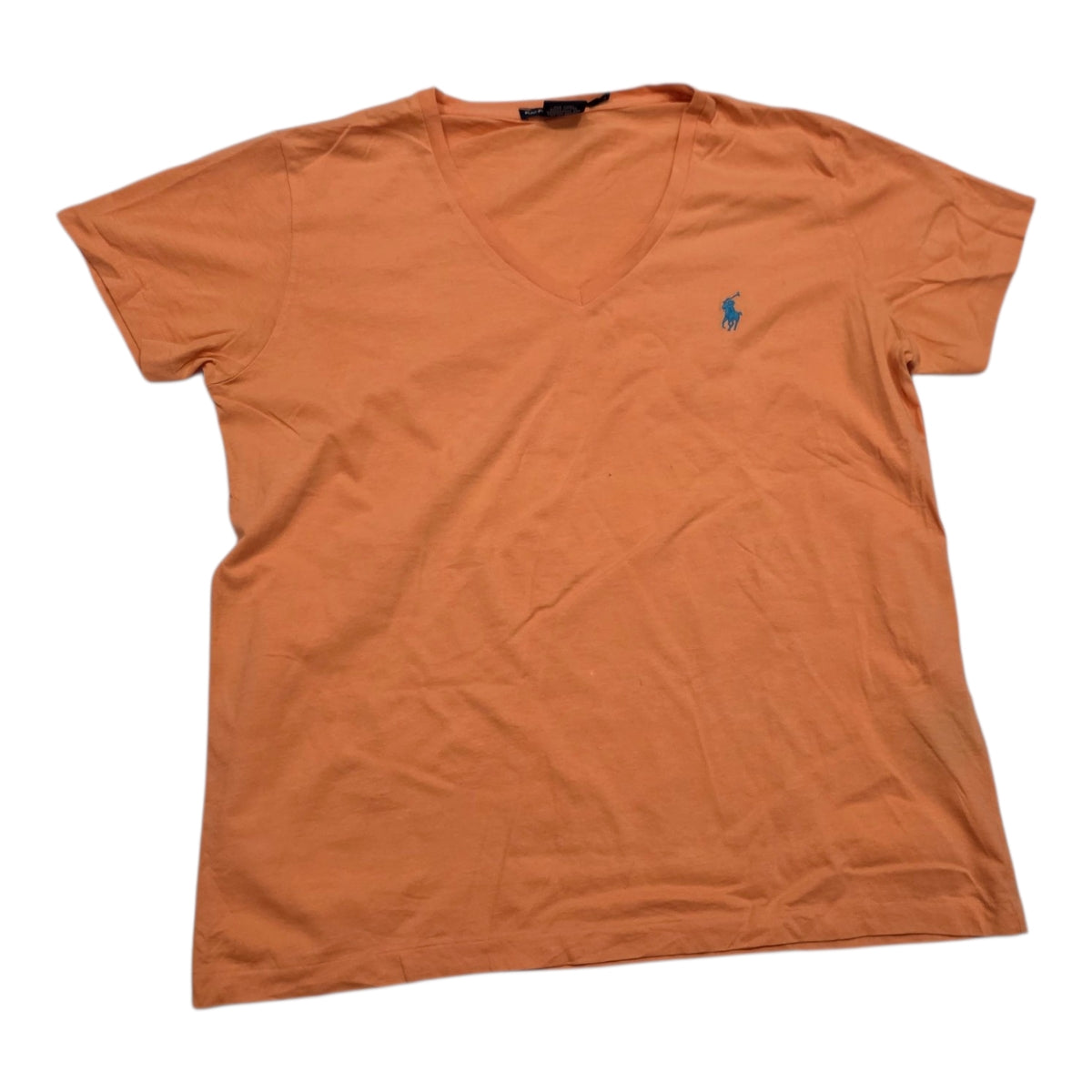 Playera Ralph Lauren Sport Naranja Poni Azul De Mujer