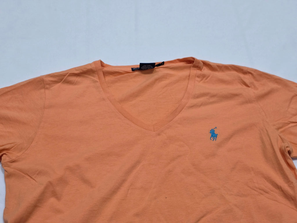 Playera Ralph Lauren Sport Naranja Poni Azul De Mujer